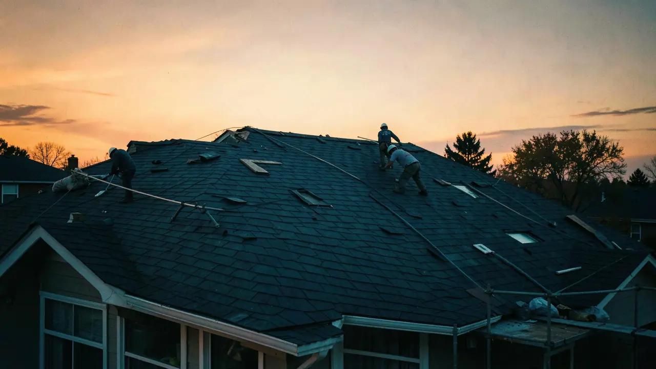New architectural shingle roof on a family home